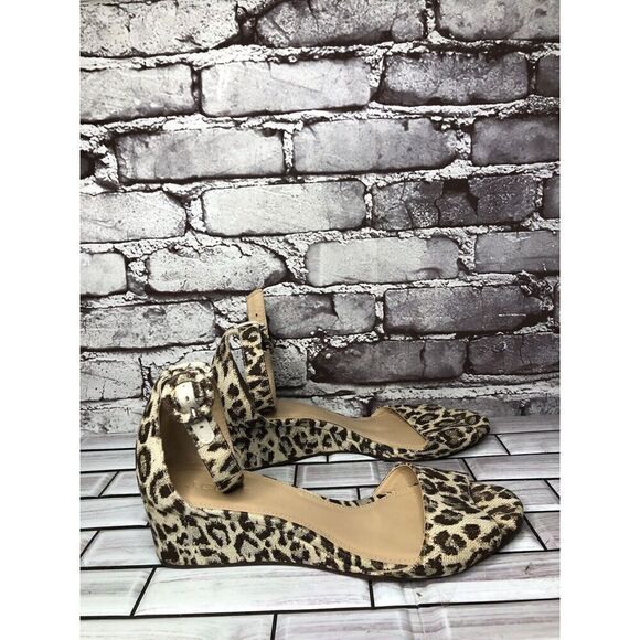 J. Crew Leopard Print Metallic Laila Leopard Wedge Ankle Strap Sandals Women 8M - Picture 14 of 16